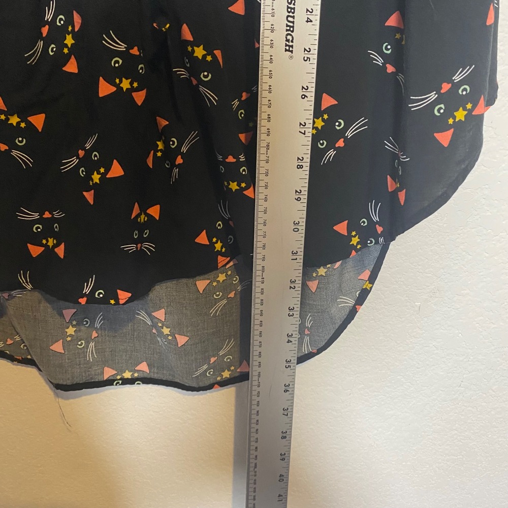 Torrid Black Babydoll‎ Sleeveless Black Blouse Womens 3 Cat Whimsical Novelty - Picture 5 of 11